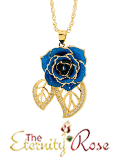 Blue glazed rose pendant in leaf theme